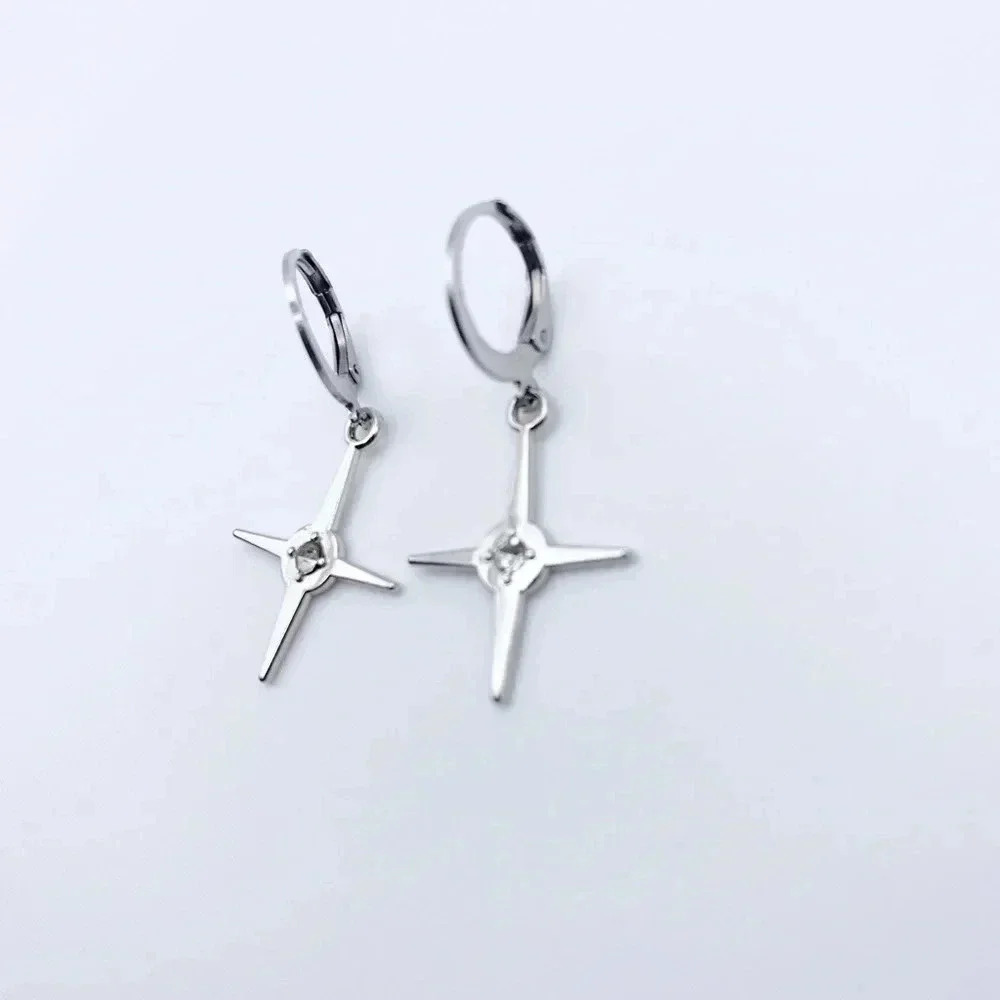 star Hoops Earrings - Picture 2 of 3